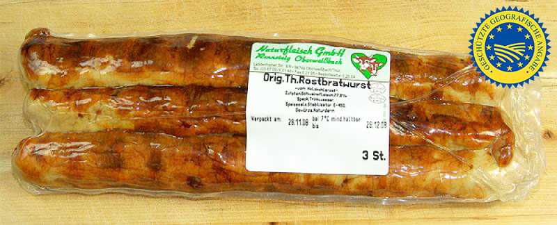 Original Thüringer Rostbratwurst auf Holzkohle, 3er-Pack a 80 g Original Thüringer Rostbratwurst auf Holzkohle, 3er-Pack a 80 g